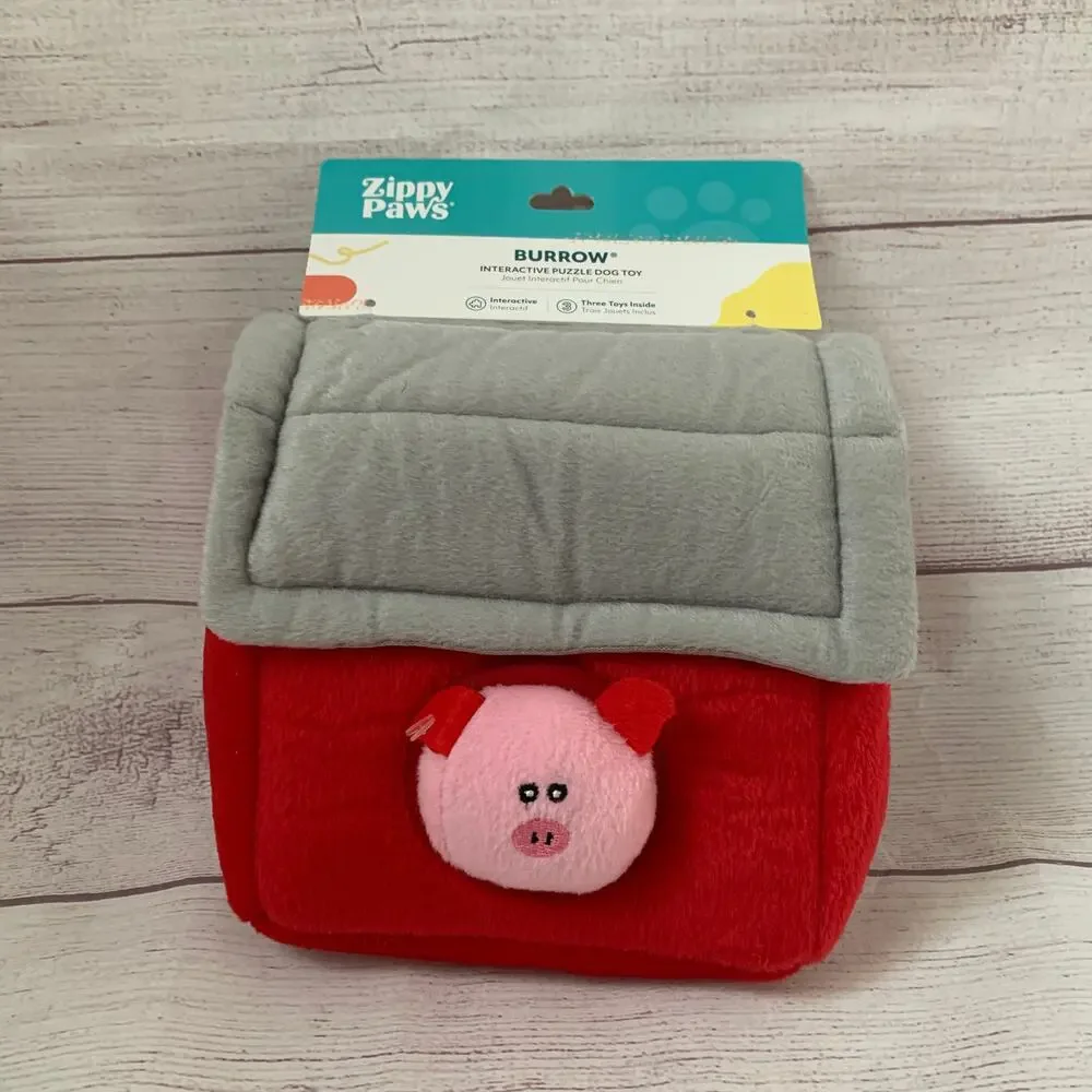 Zippy Paws Barn with Pigs Interactive Puzzle Dog Toy Farm Hide & Seek Squeaker